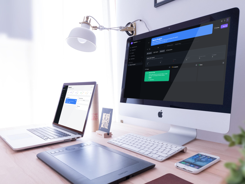taskion program on desktop and laptop illustration
